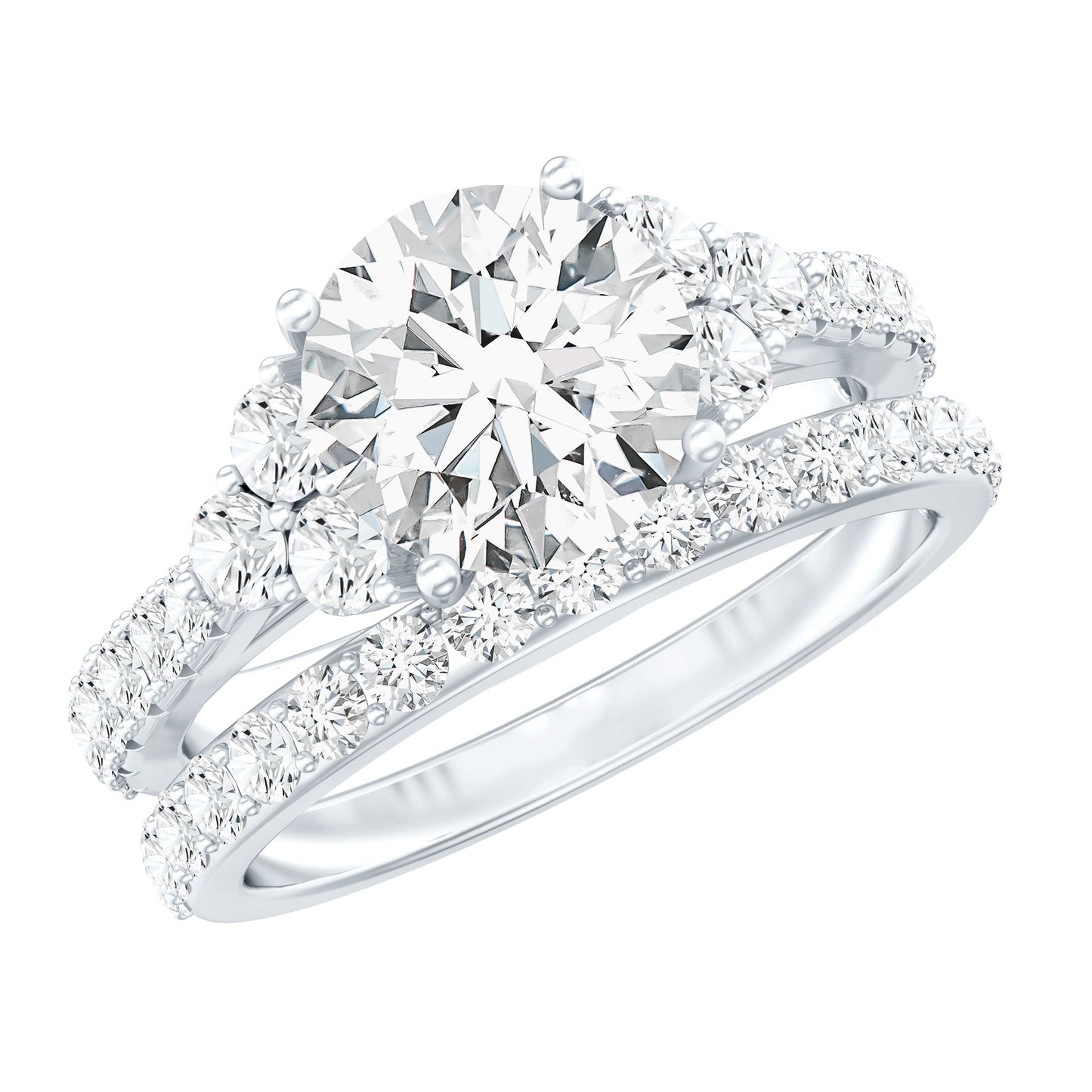 Certified 2 Carat Moissanite Engagement Ring with Enhancer