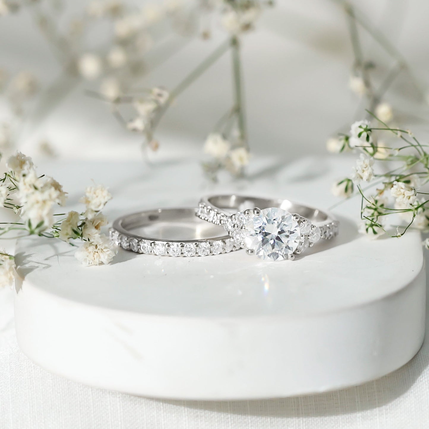 Certified 2 Carat Moissanite Engagement Ring with Enhancer