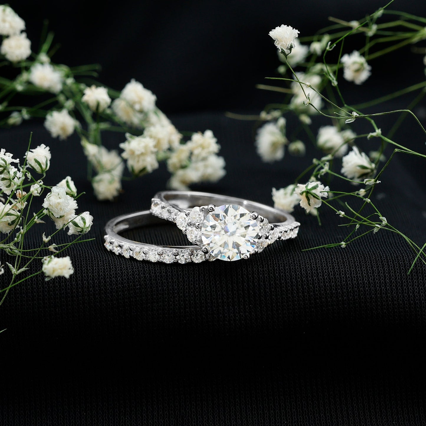 Certified 2 Carat Moissanite Engagement Ring with Enhancer