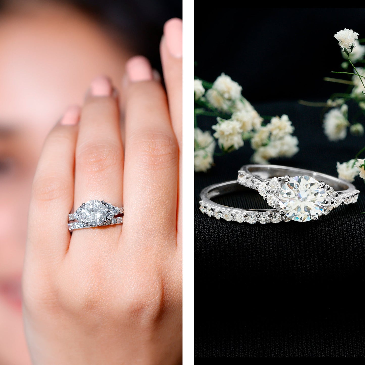 Certified 2 Carat Moissanite Engagement Ring with Enhancer