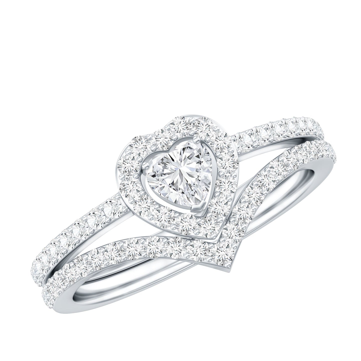 Heart Shape Moissanite Wedding Ring Set For Women