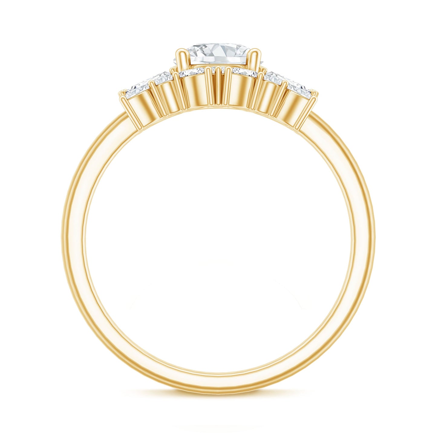 Round Cut Moissanite Bridal Ring Set with Certificate