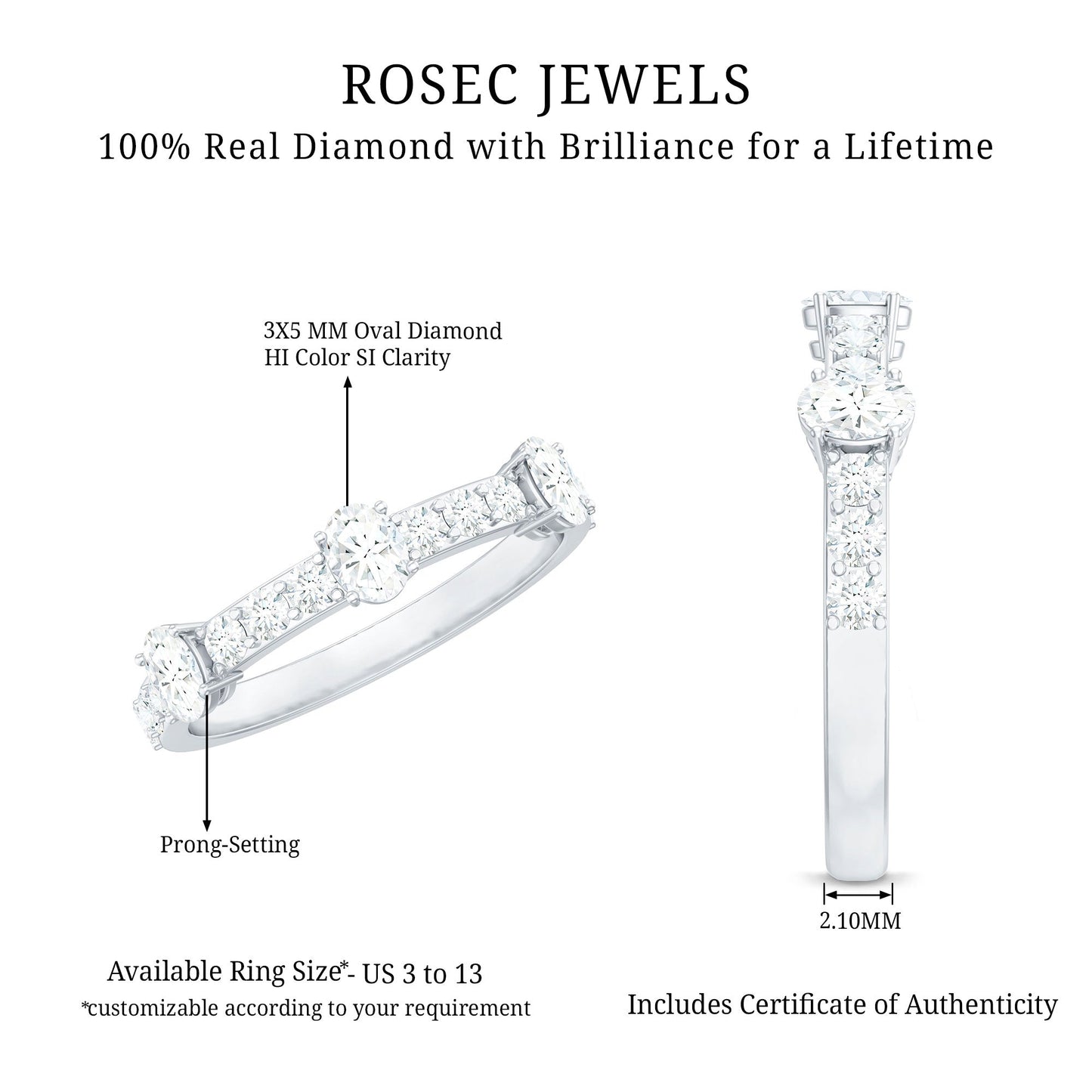 Natural Diamond Half Eternity Band Ring