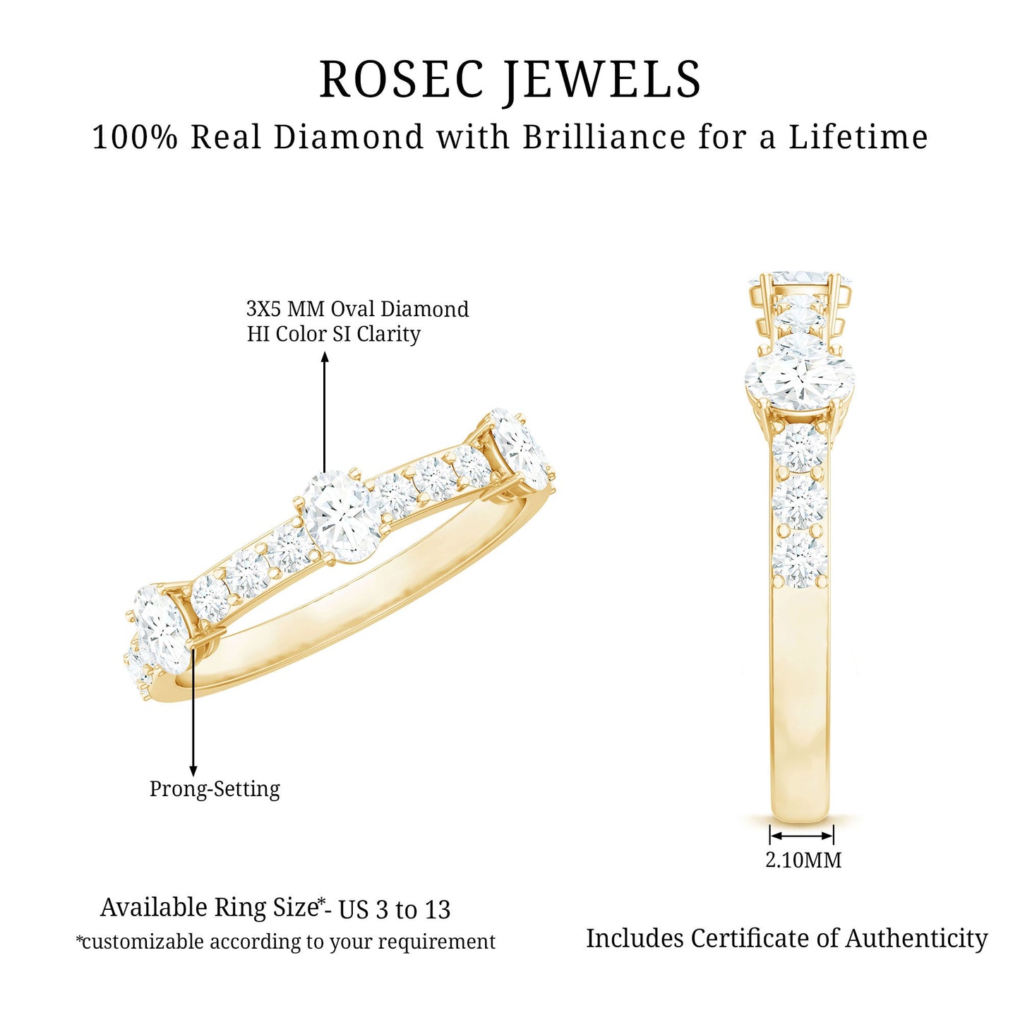 Natural Diamond Half Eternity Band Ring