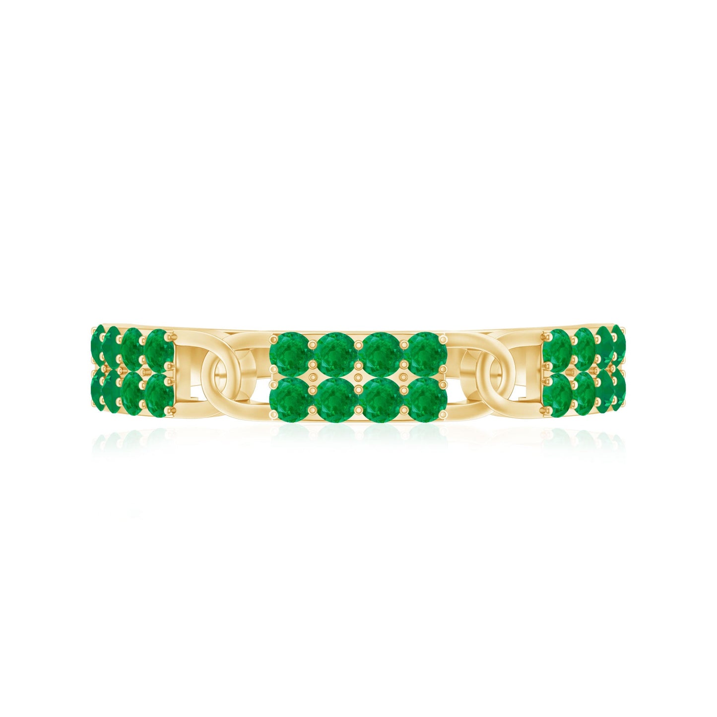 Real Emerald Interlocking Wedding Band with Certificate