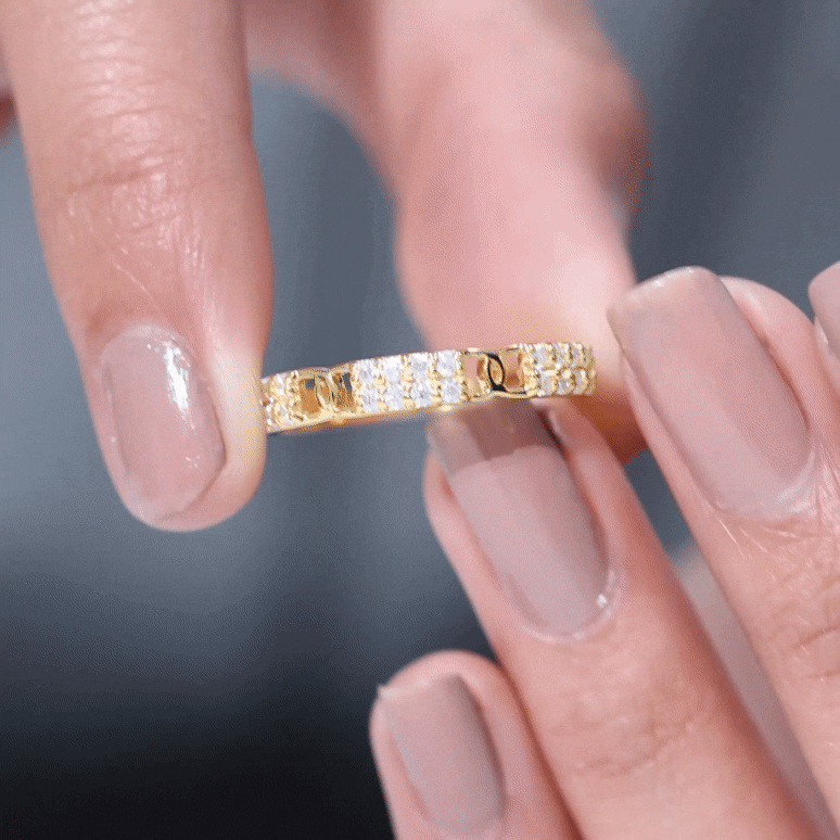 Certified Moissanite Interlocking Wedding Band