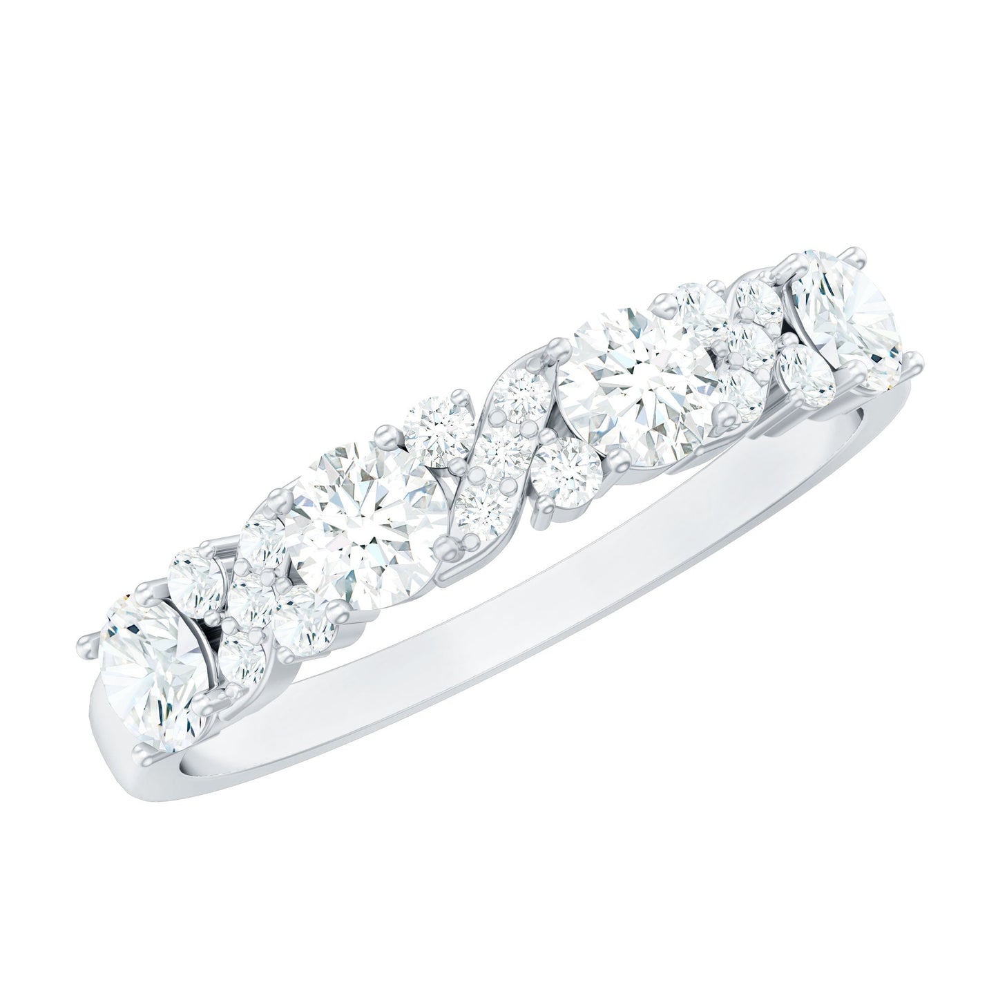 Certified Moissanite Half Eternity Stackable Band Ring