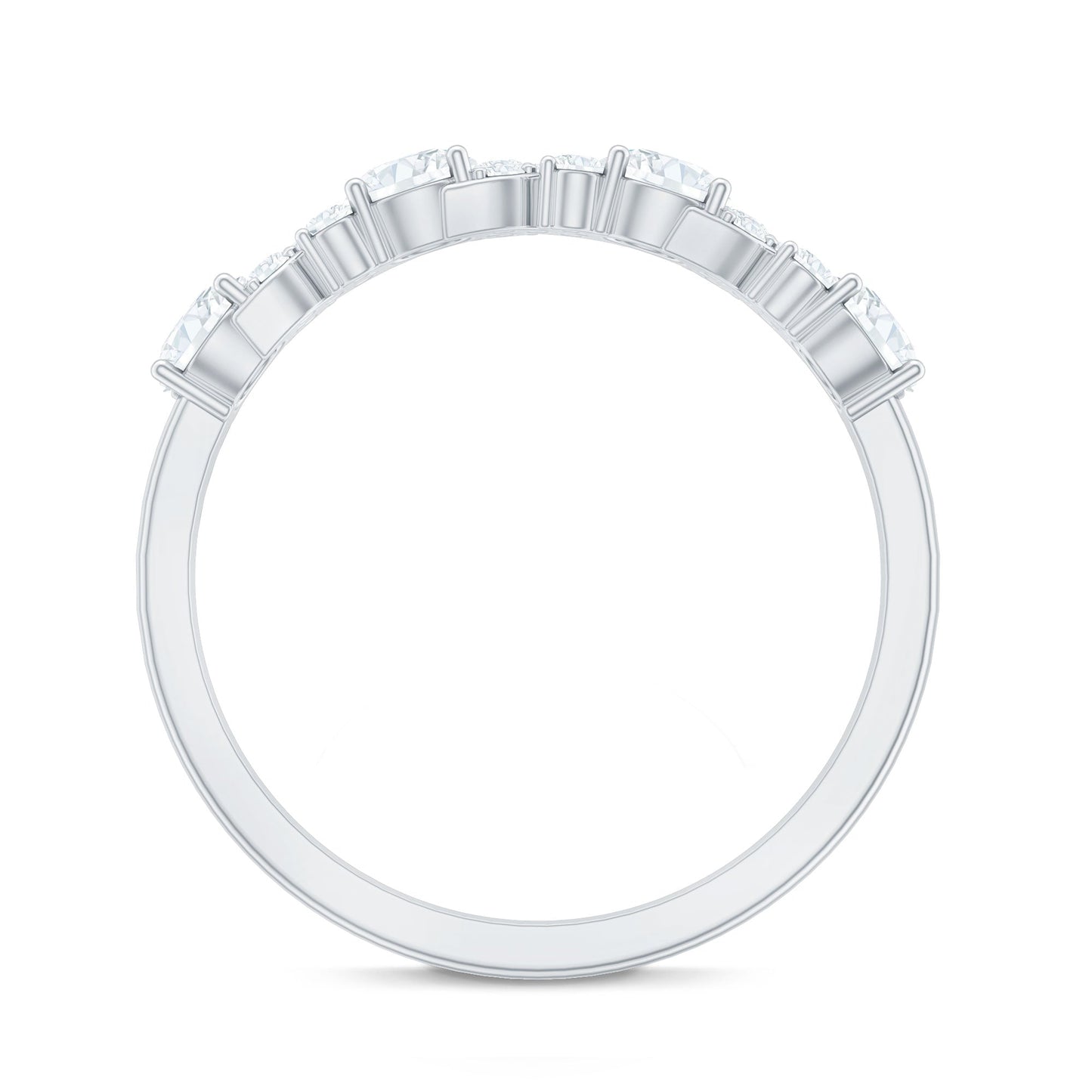 Certified Moissanite Half Eternity Stackable Band Ring