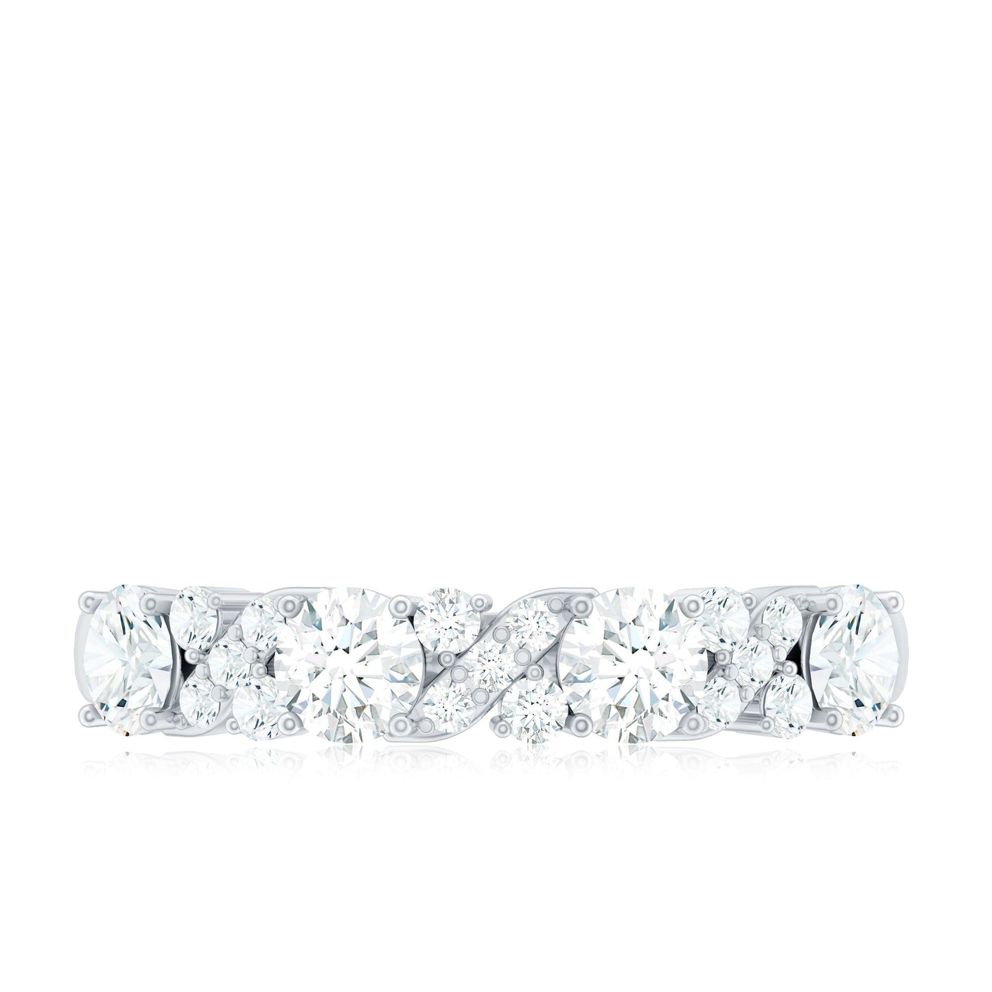 Certified Moissanite Half Eternity Stackable Band Ring