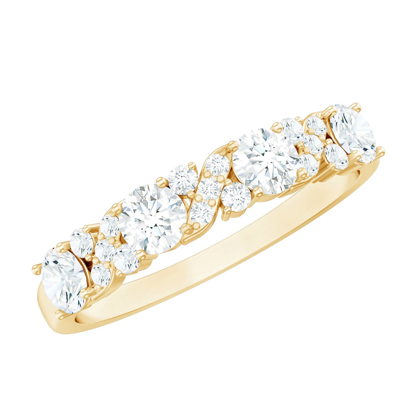 Certified Moissanite Half Eternity Stackable Band Ring
