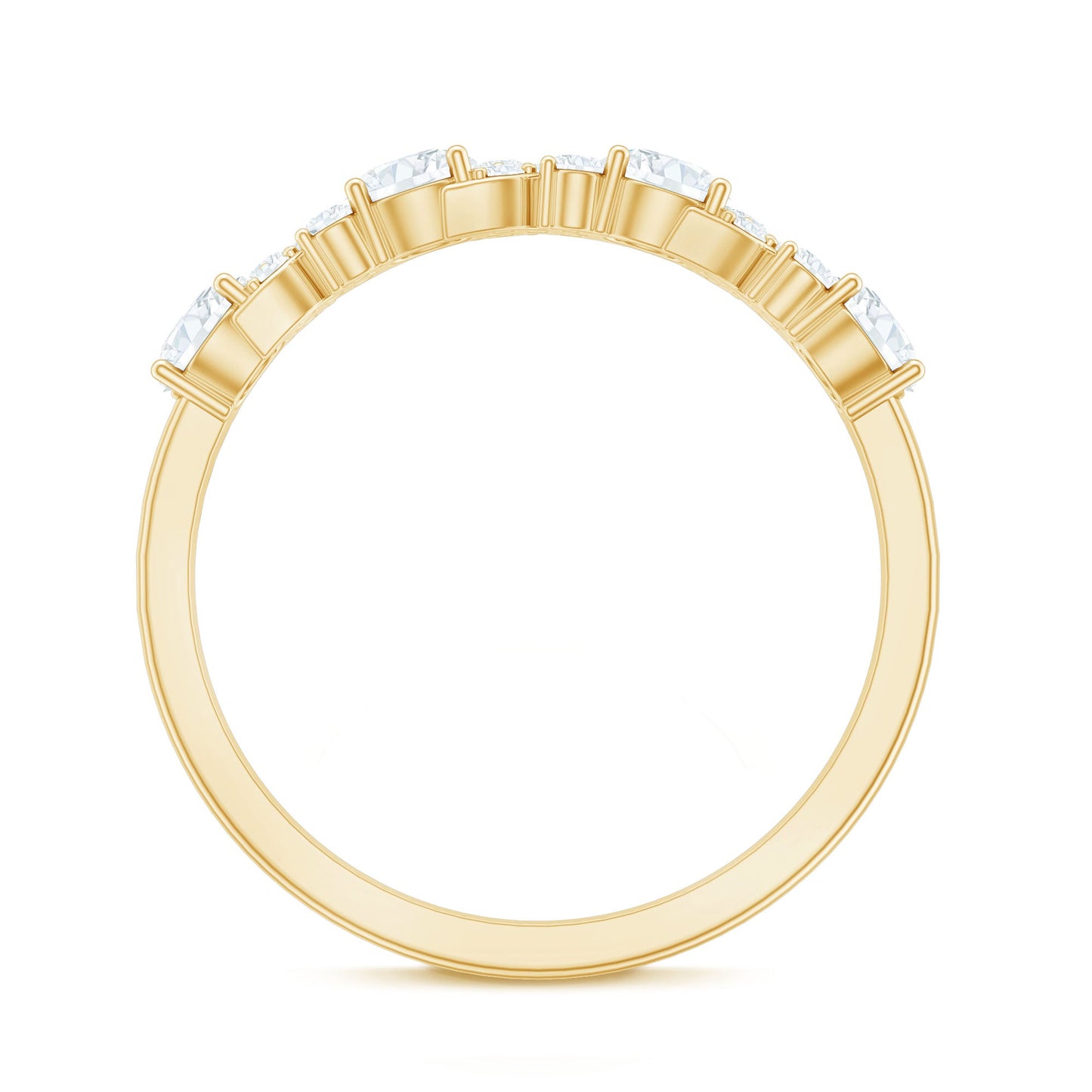 Certified Moissanite Half Eternity Stackable Band Ring