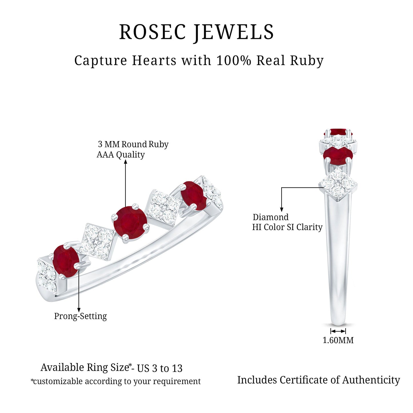 Real Ruby Diamond Half Eternity for Women