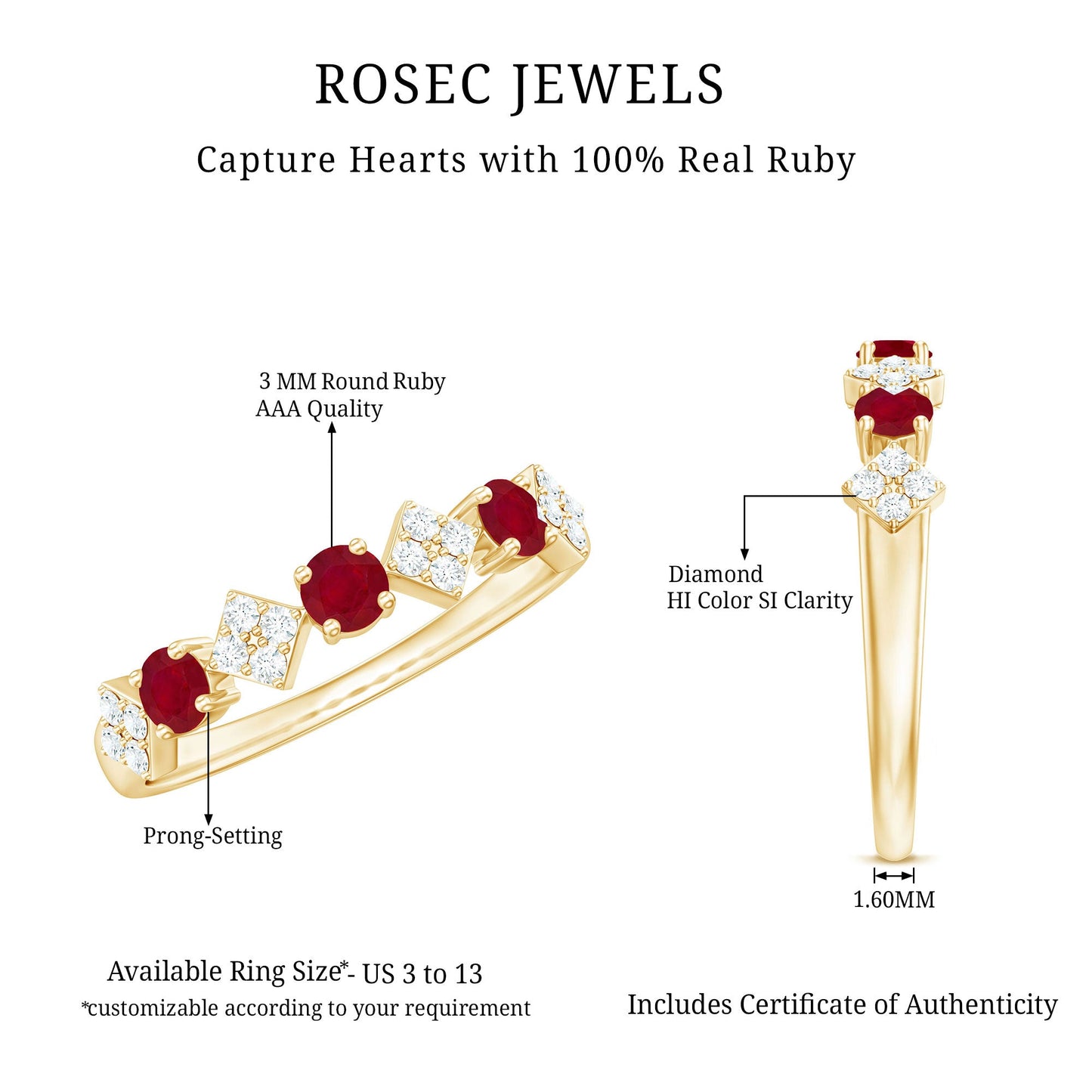 Real Ruby Diamond Half Eternity for Women