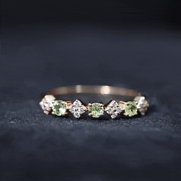 Natural Peridot Diamond Half Eternity Ring for Women