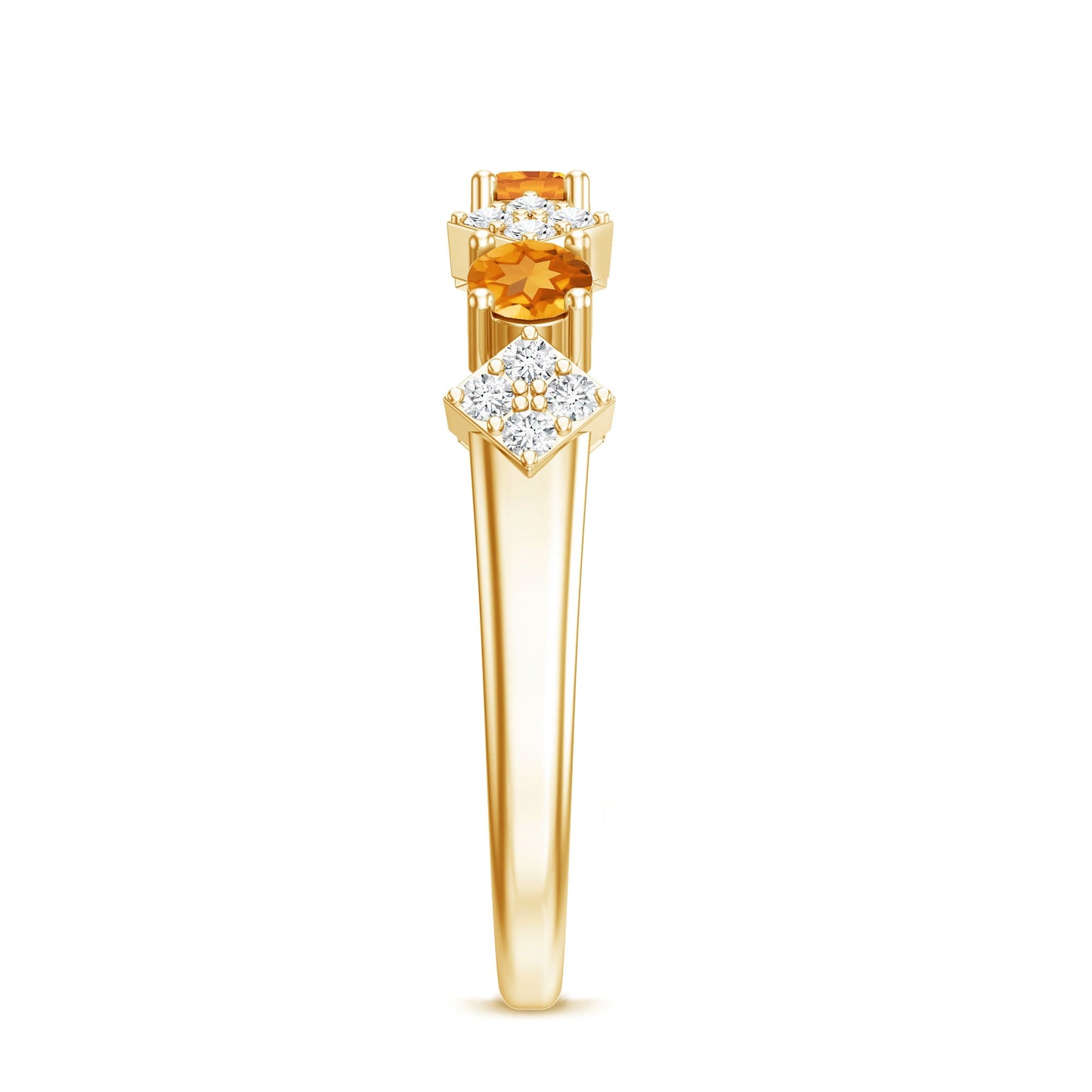 Natural Citrine and Diamond Half Eternity Band Ring