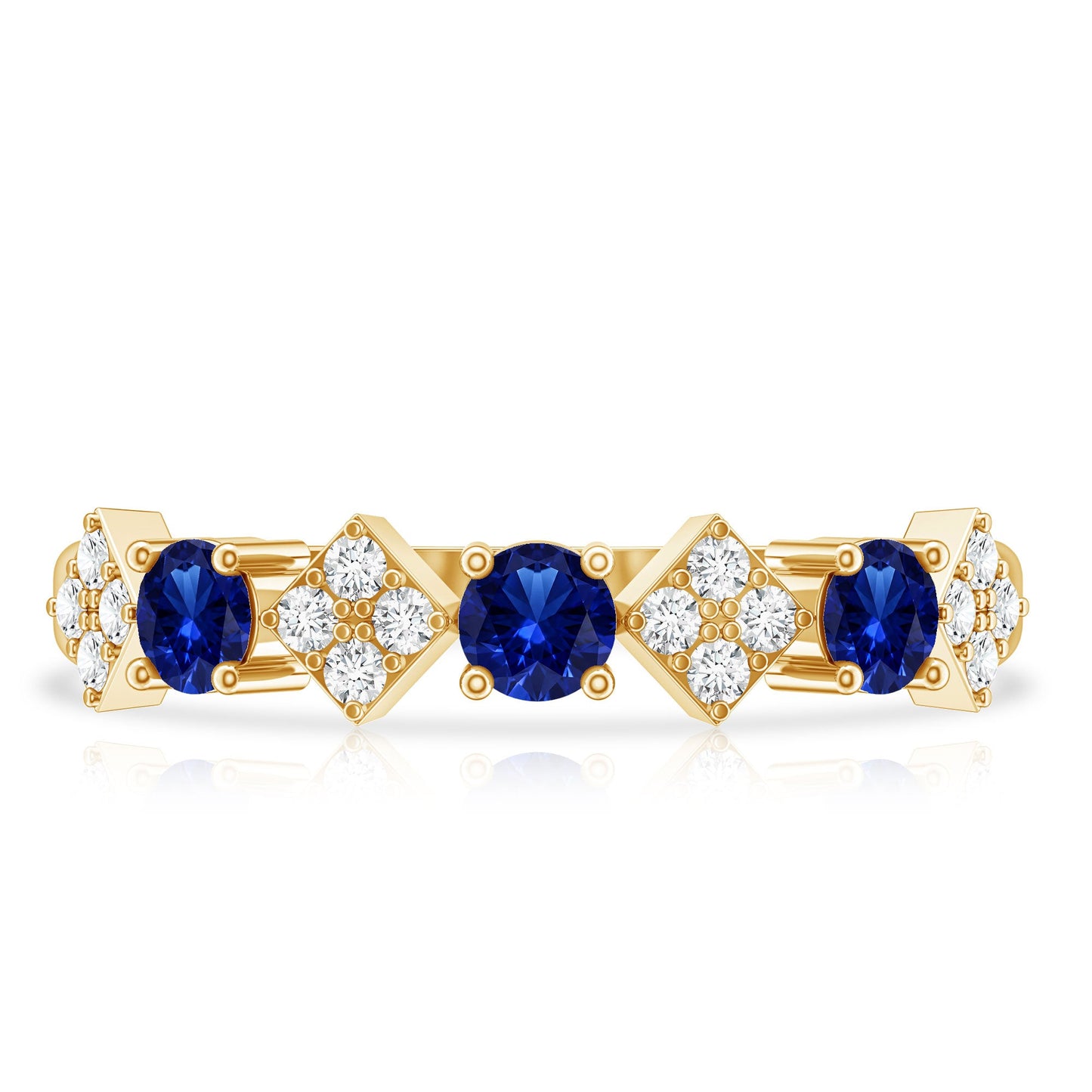 Certified Lab Grown Blue Sapphire Diamond Half Eternity Ring for Women