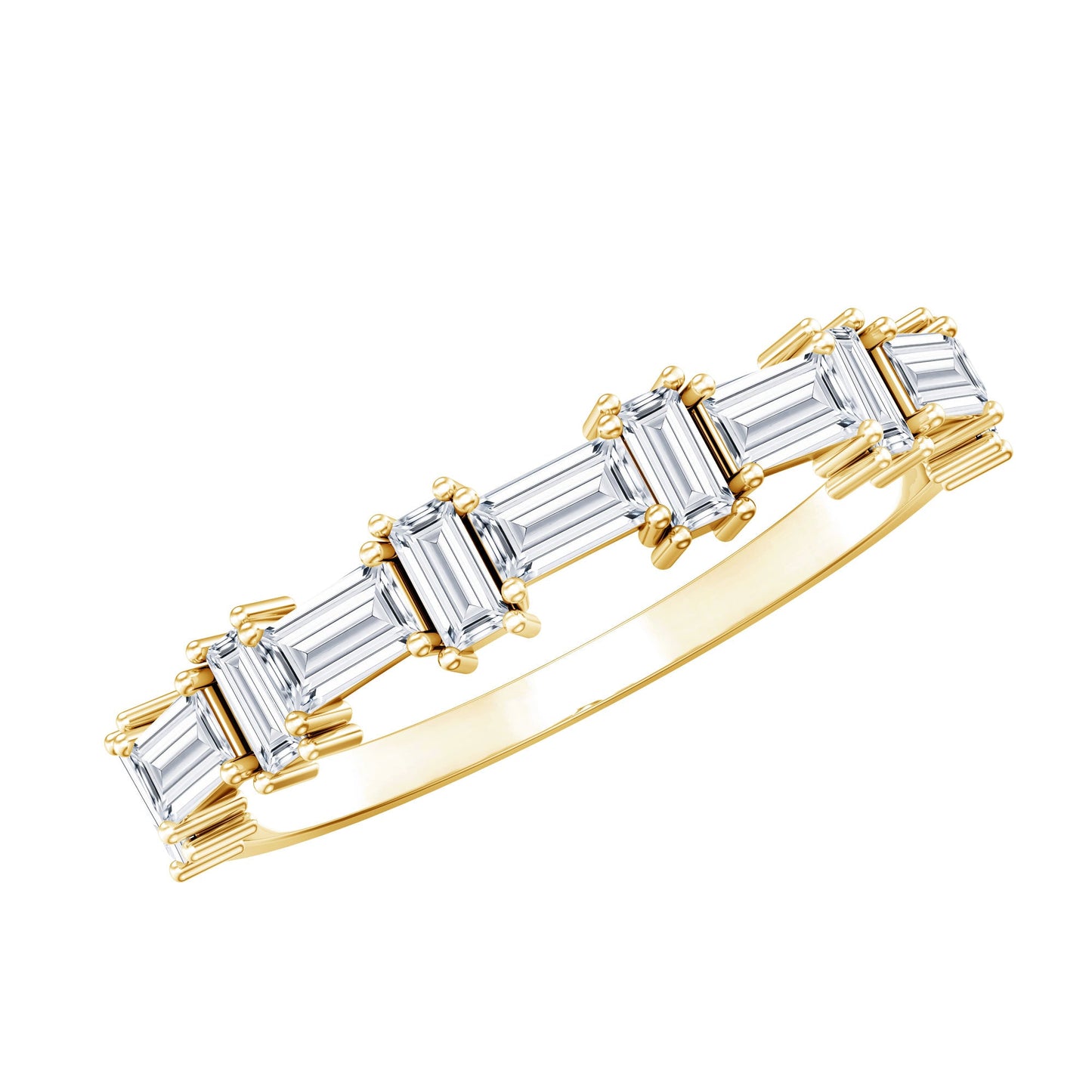 Baguette Cut Moissanite Designer Half Eternity Ring