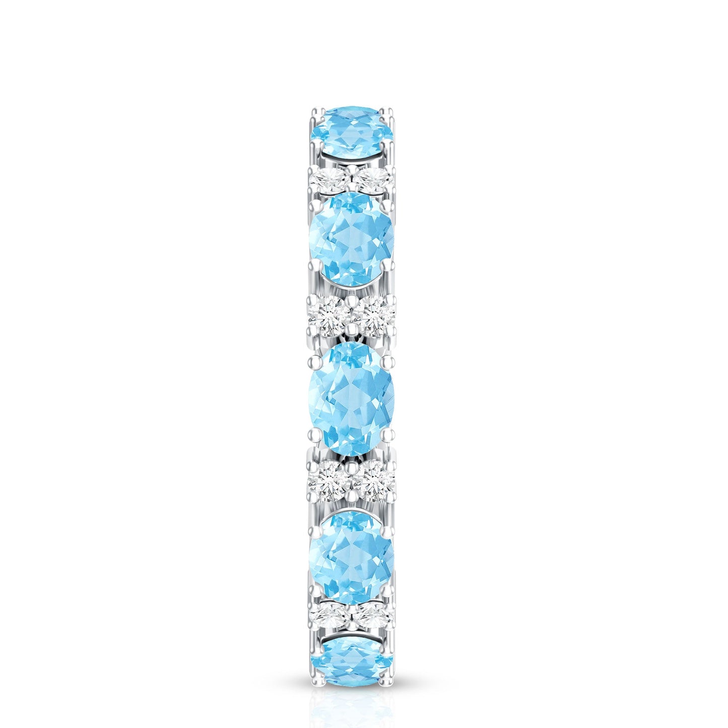 Natural Aquamarine Diamond Eternity Wedding Band in East West Style