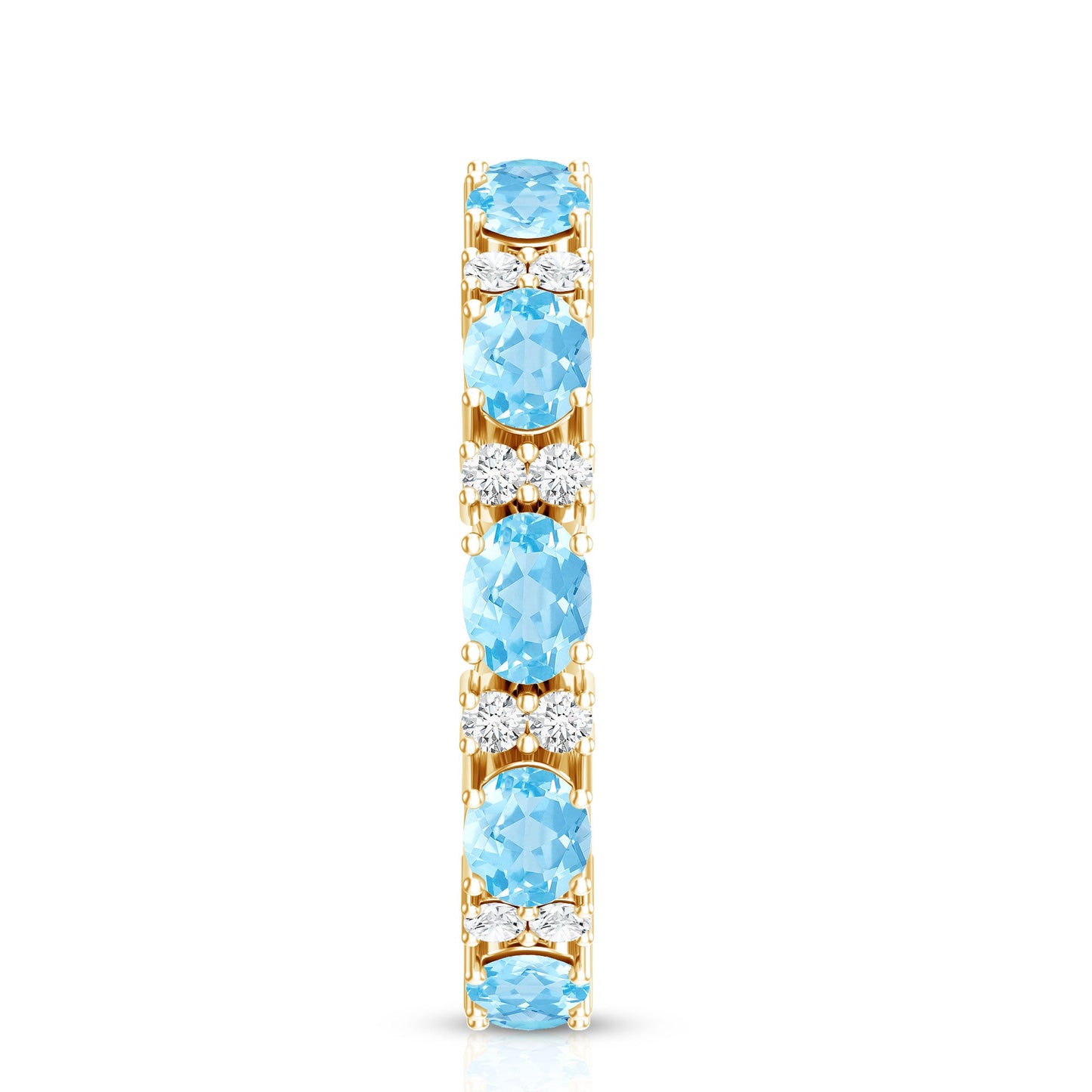 Natural Aquamarine Diamond Eternity Wedding Band in East West Style