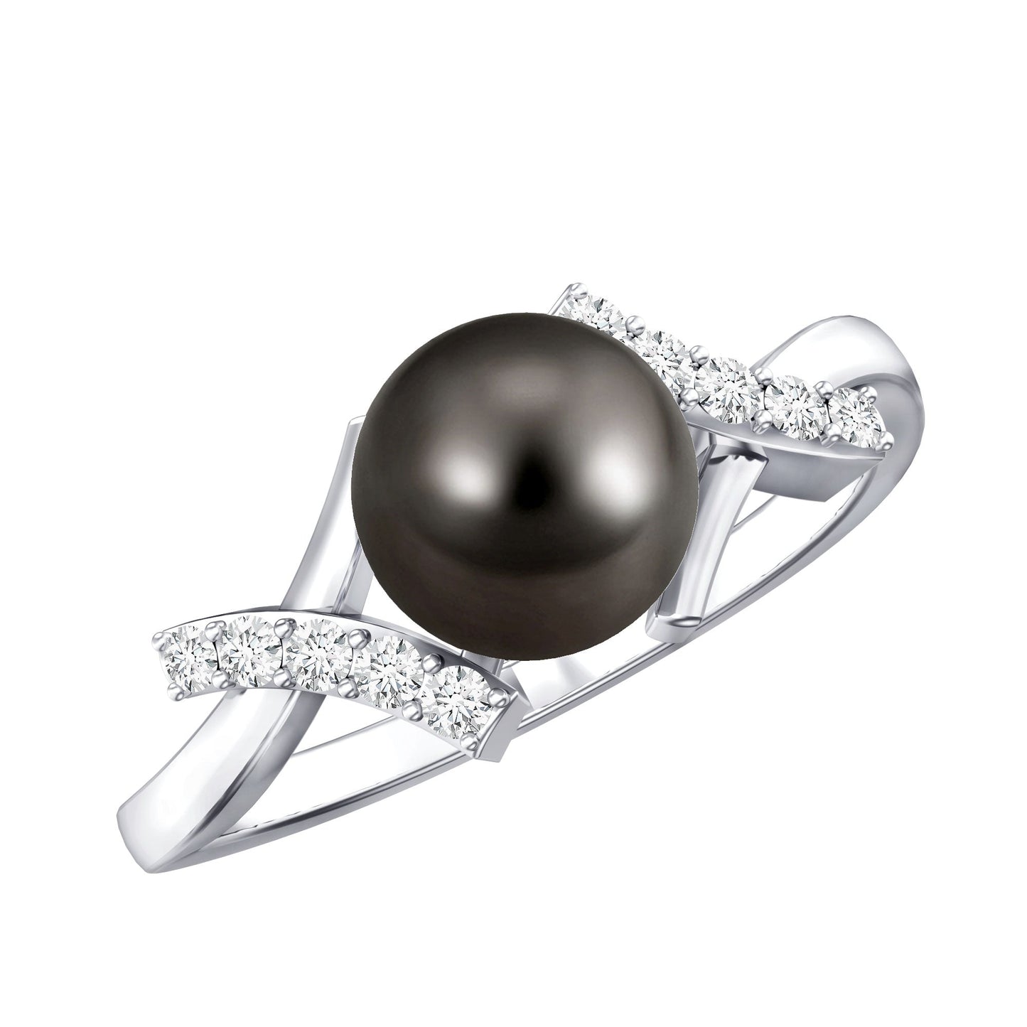 Tahitian Pearl Solitaire Ring with Diamond Accent