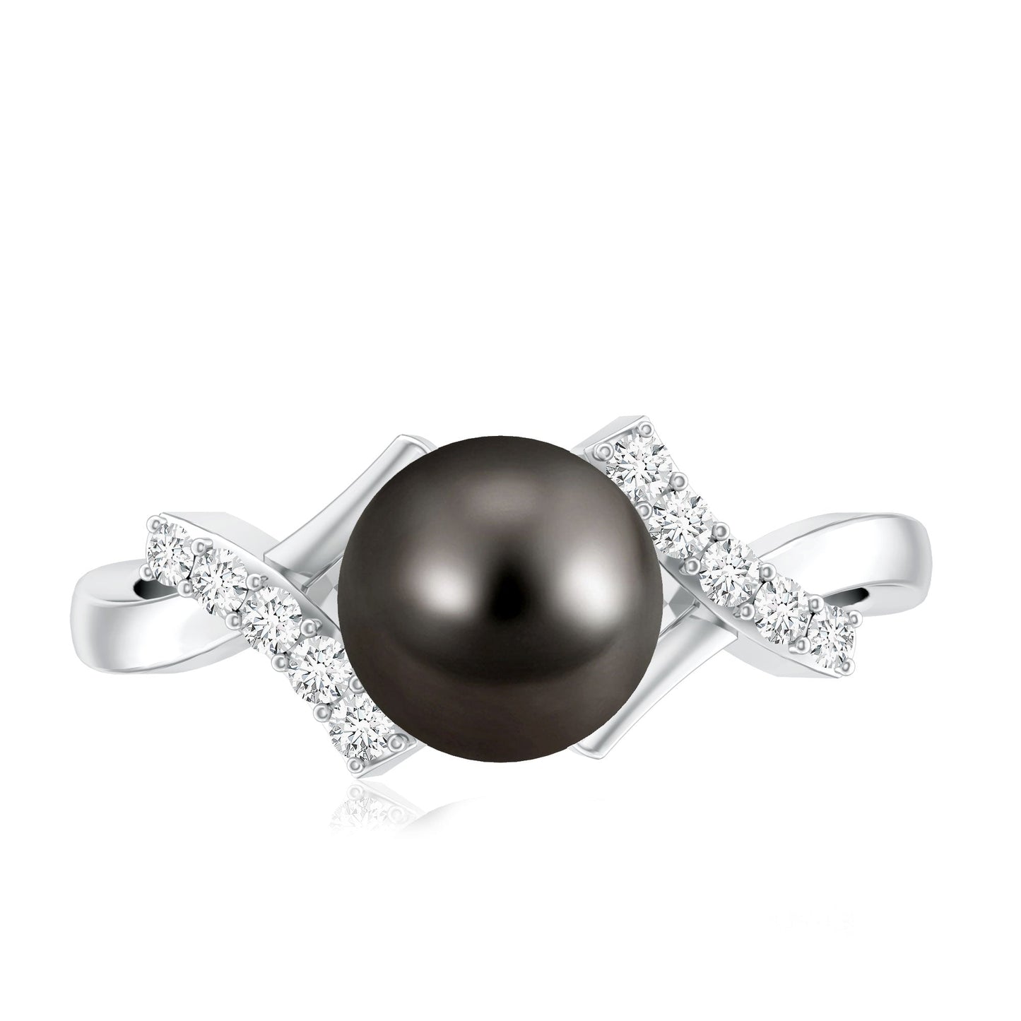 Tahitian Pearl Solitaire Ring with Diamond Accent