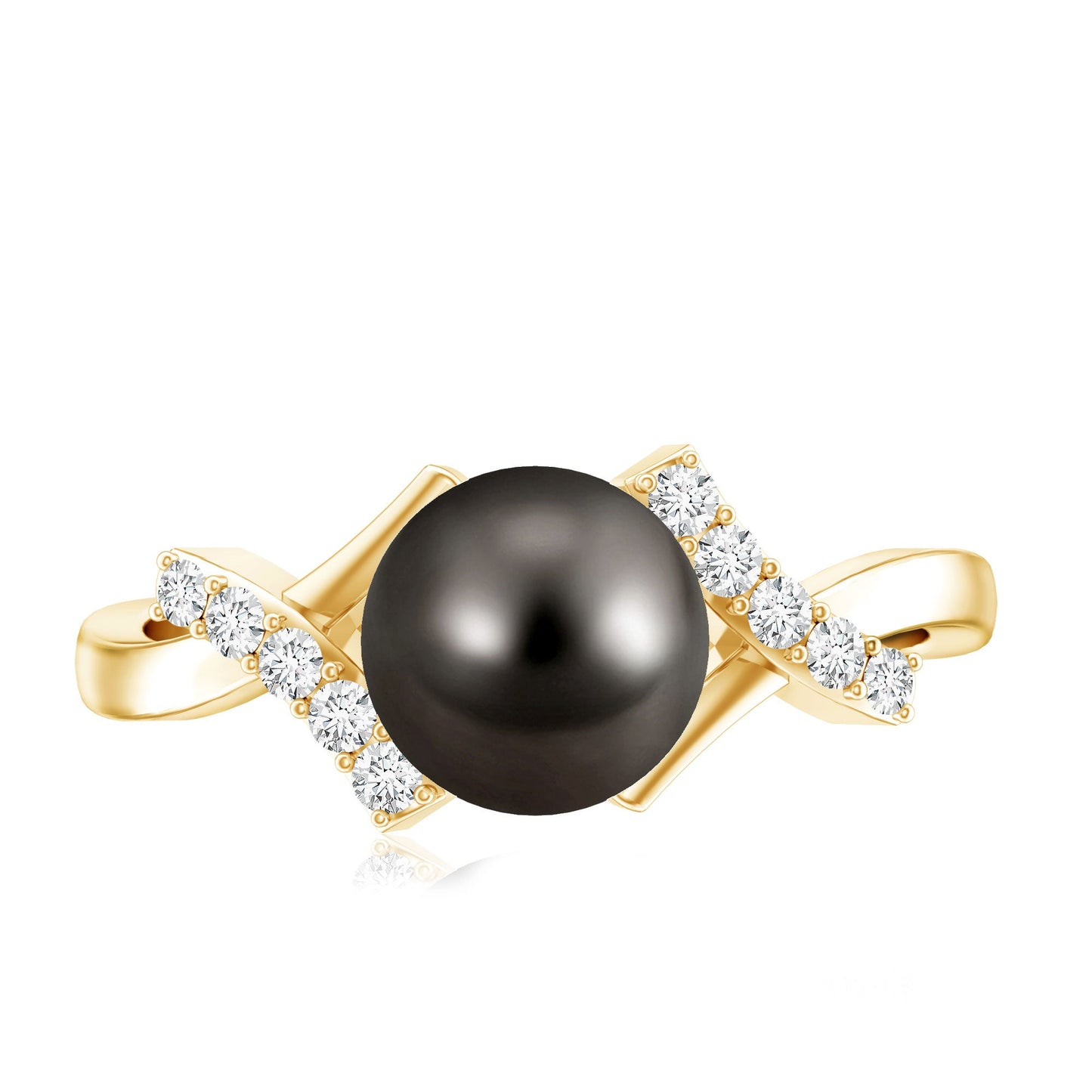 Tahitian Pearl Solitaire Ring with Diamond Accent