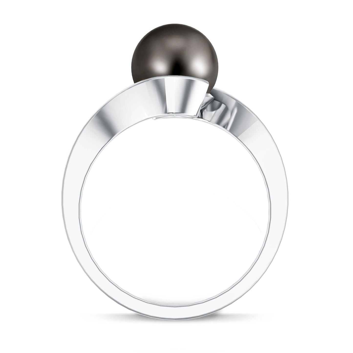 7.5 Carat Certified Tahitian Black Pearl Solitaire Bypass Ring
