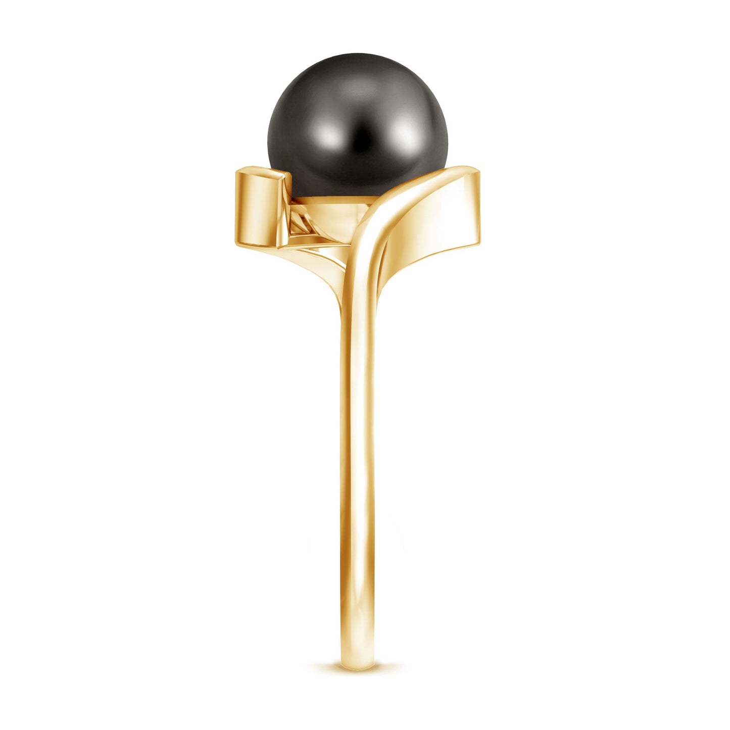 7.5 Carat Certified Tahitian Black Pearl Solitaire Bypass Ring