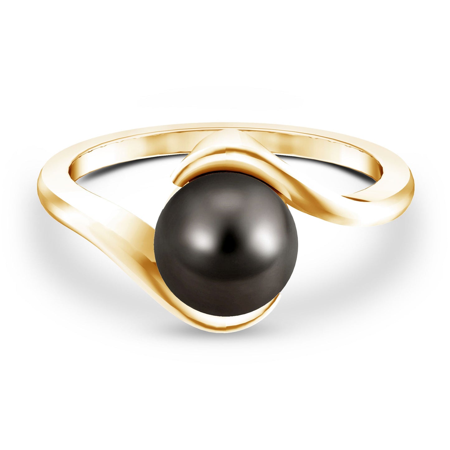 7.5 Carat Certified Tahitian Black Pearl Solitaire Bypass Ring