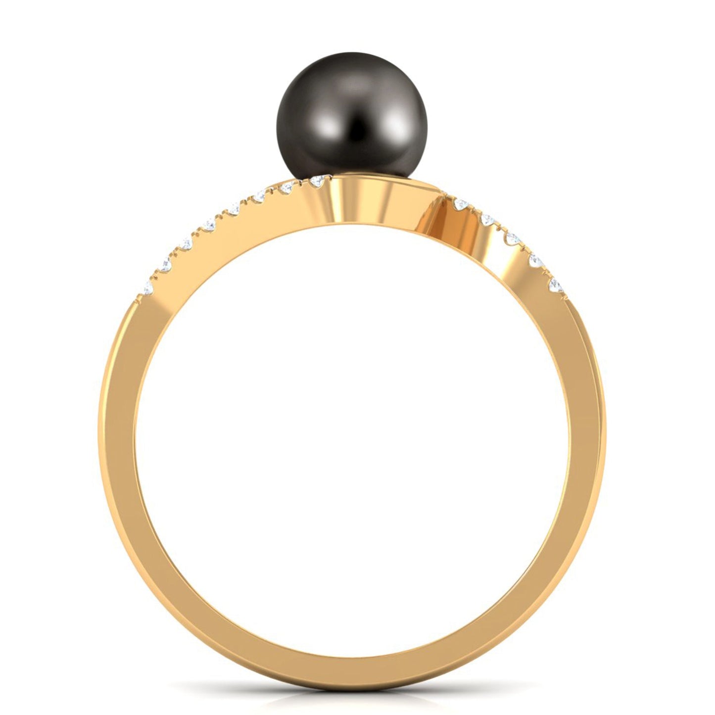 Solitaire Tahitian Pearl Bypass Engagement Ring with Diamond