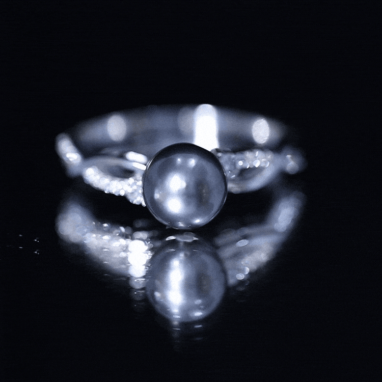 Tahitian Pearl and Diamond Crossover Engagement Ring