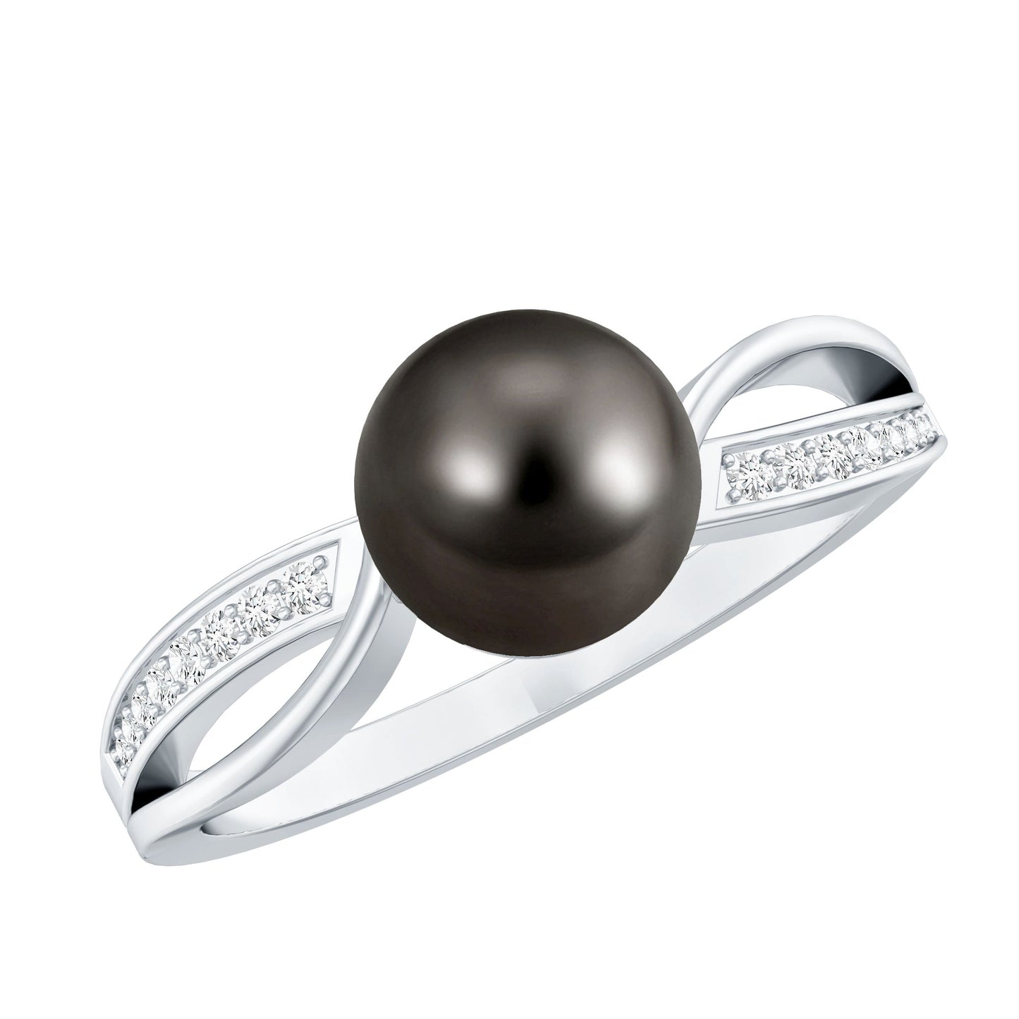 7.5 Carat Solitaire Tahitian Pearl Engagement Ring with Diamond