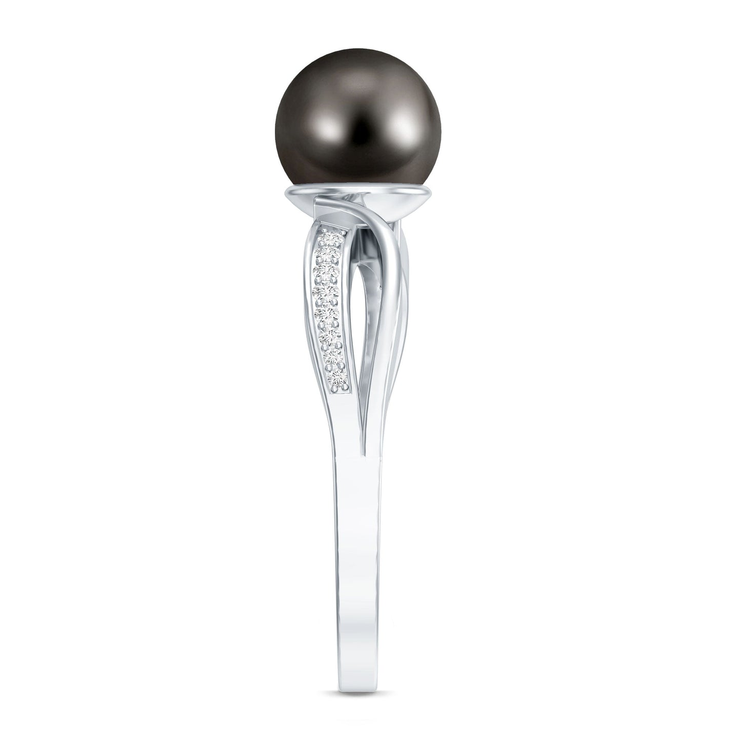 7.5 Carat Solitaire Tahitian Pearl Engagement Ring with Diamond