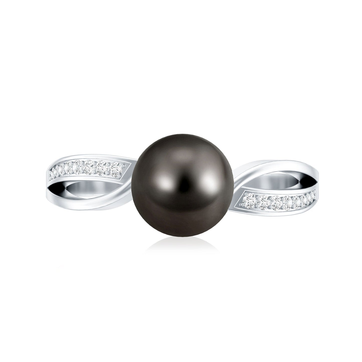 7.5 Carat Solitaire Tahitian Pearl Engagement Ring with Diamond