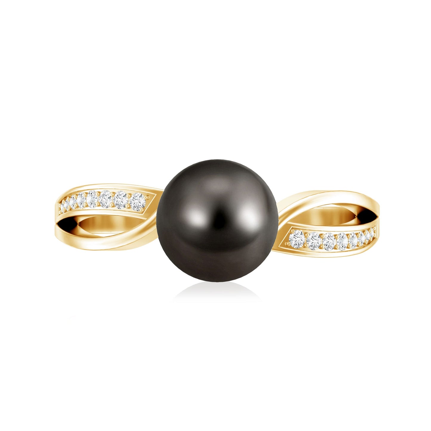 7.5 Carat Solitaire Tahitian Pearl Engagement Ring with Diamond