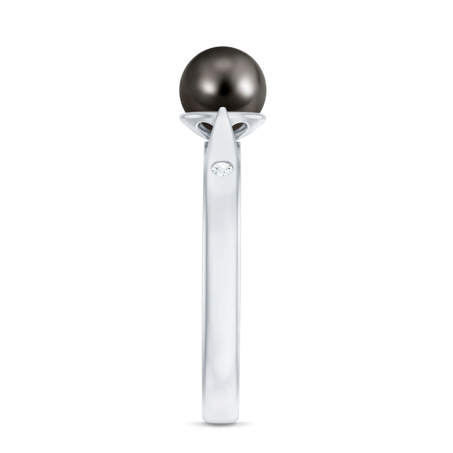 Solitaire Black Tahitian Pearl Engagement Ring with Certificate