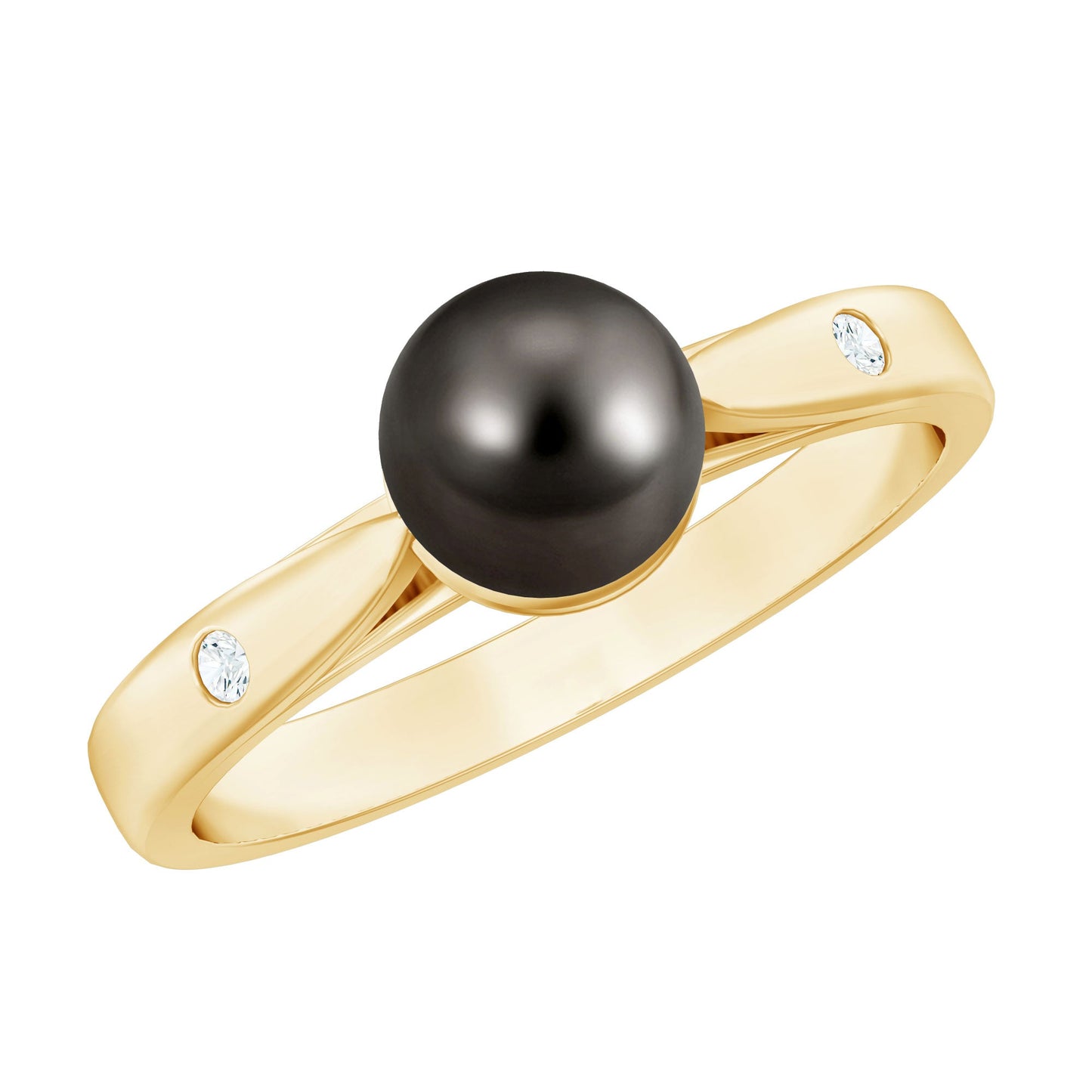 Solitaire Black Tahitian Pearl Engagement Ring with Certificate
