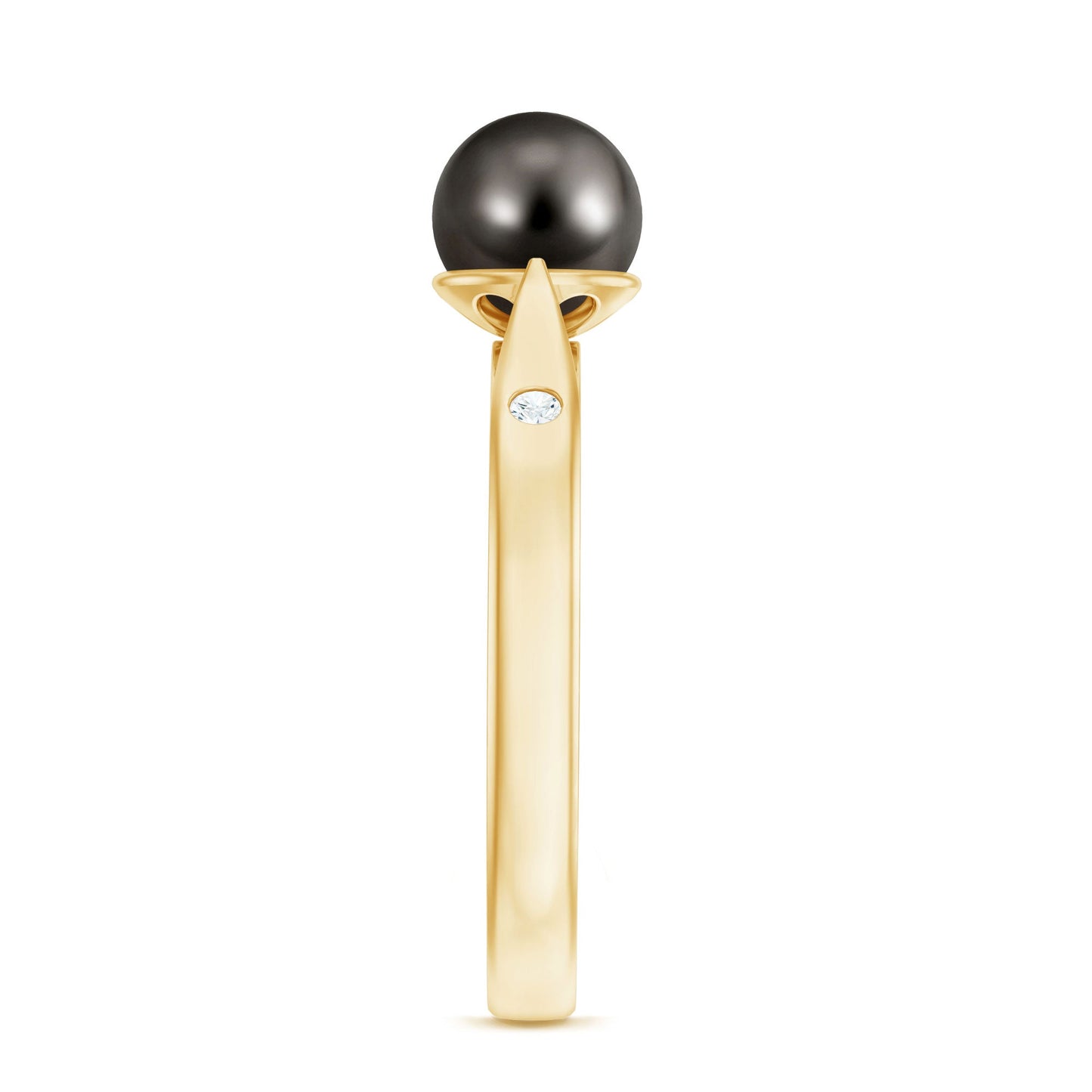 Solitaire Black Tahitian Pearl Engagement Ring with Certificate