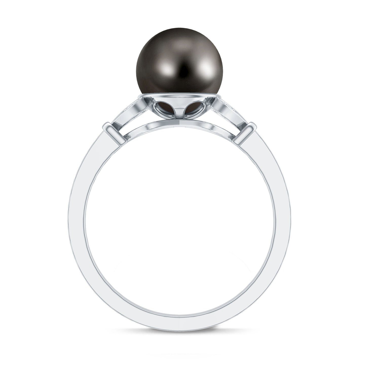 Tahitian Pearl and Diamond Engagement Ring with Split Shank
