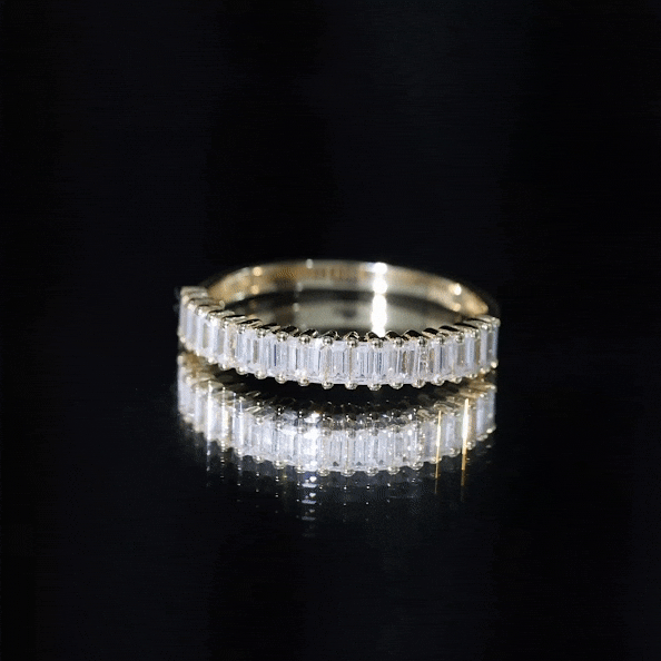 Certified Baguette Cut Moissanite Half Eternity Band Ring