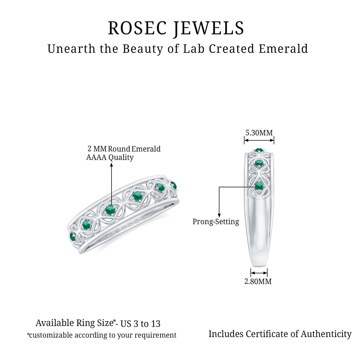 Lab Created Emerald Vintage Inspired Eternity Band