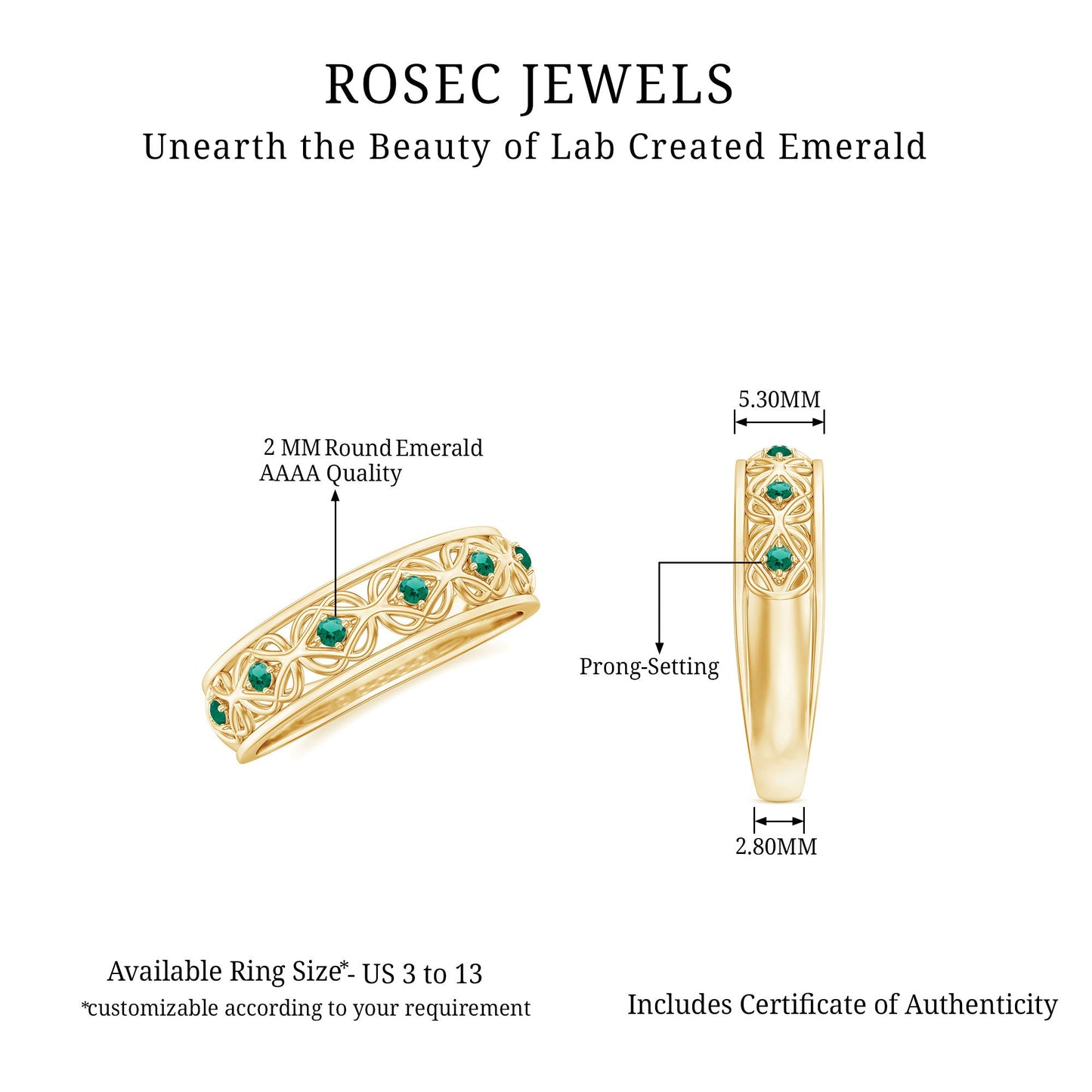 Lab Created Emerald Vintage Inspired Eternity Band