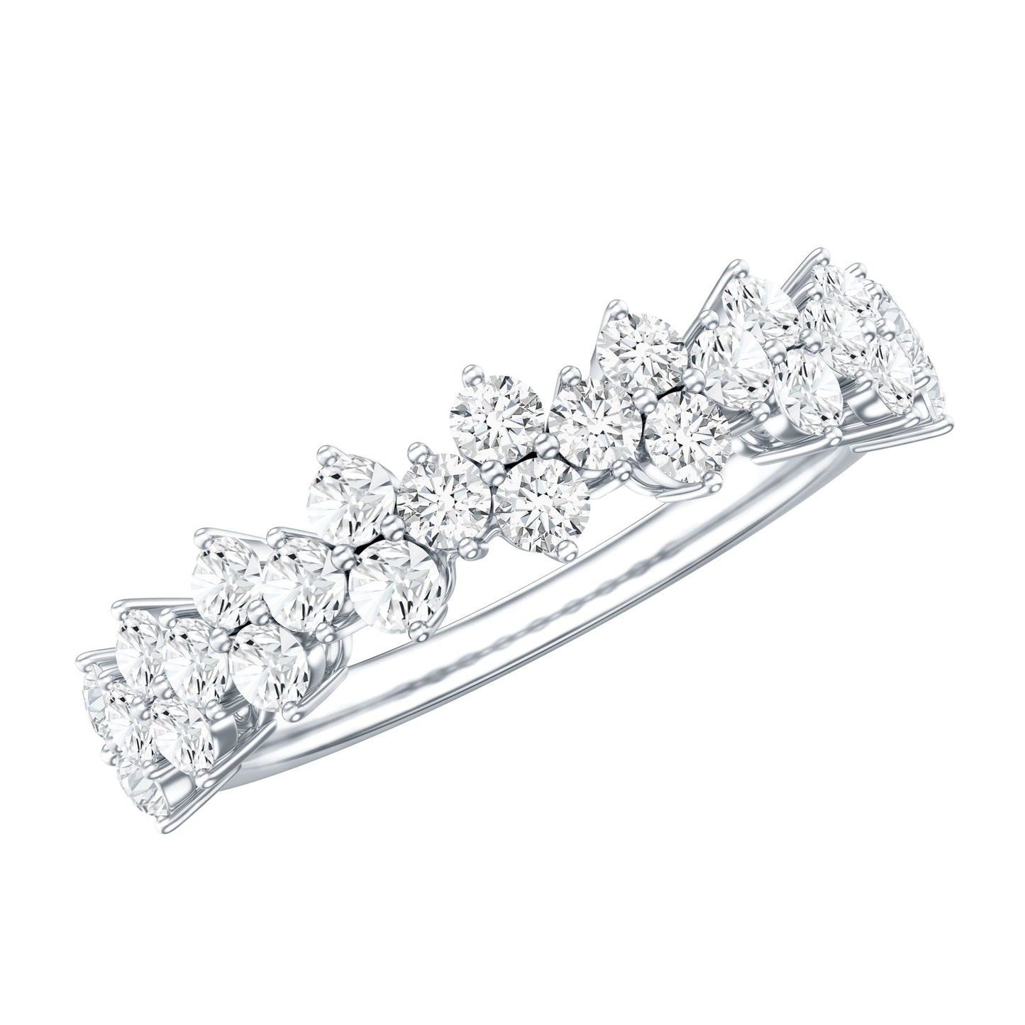 Natural Diamond Half Eternity Wedding Band with Certificate
