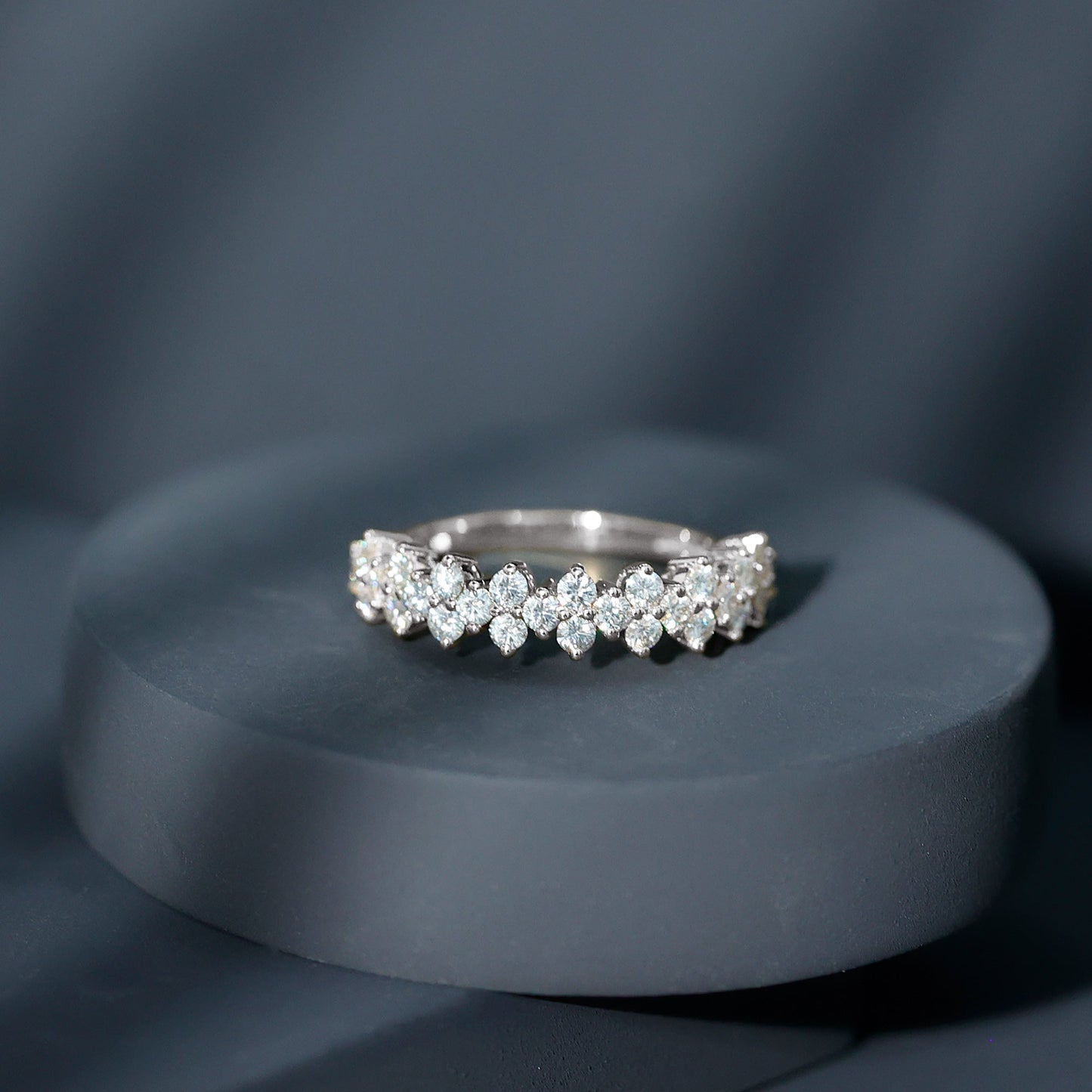 Natural Diamond Half Eternity Wedding Band with Certificate