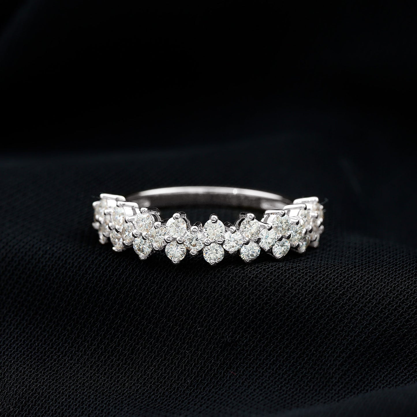 Natural Diamond Half Eternity Wedding Band with Certificate