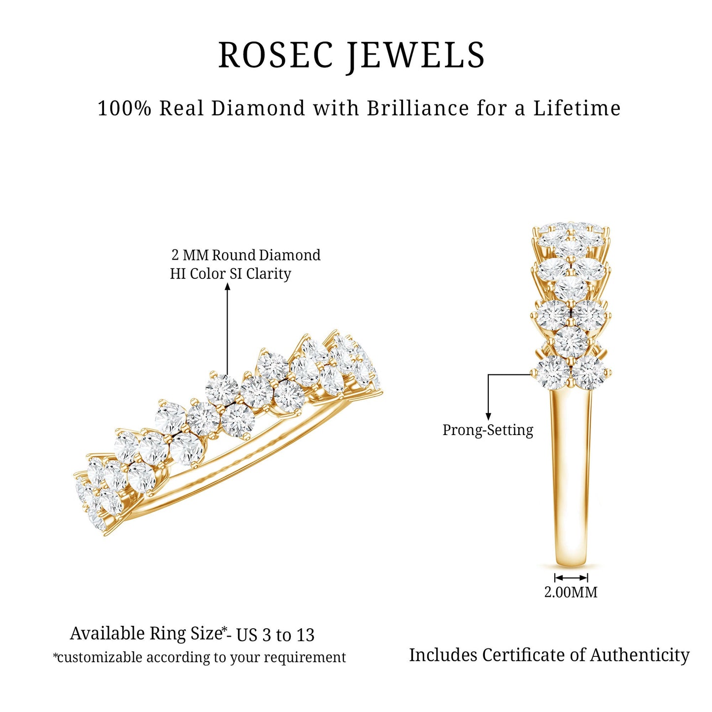 Natural Diamond Half Eternity Wedding Band with Certificate