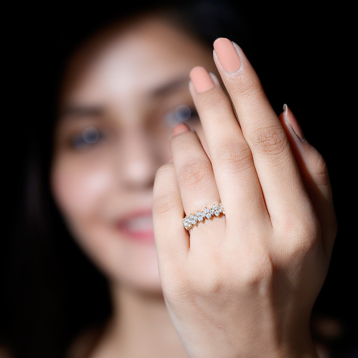 Natural Diamond Half Eternity Wedding Band with Certificate