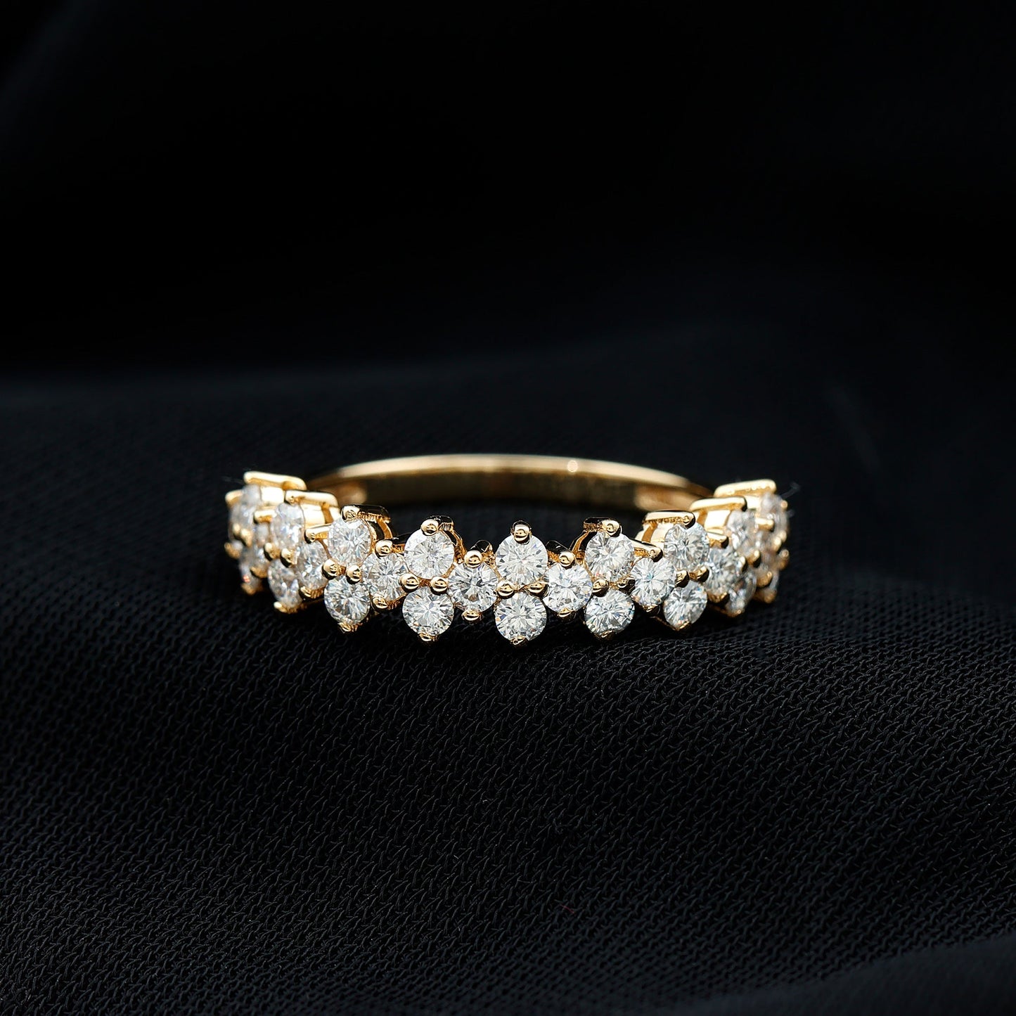 Natural Diamond Half Eternity Wedding Band with Certificate