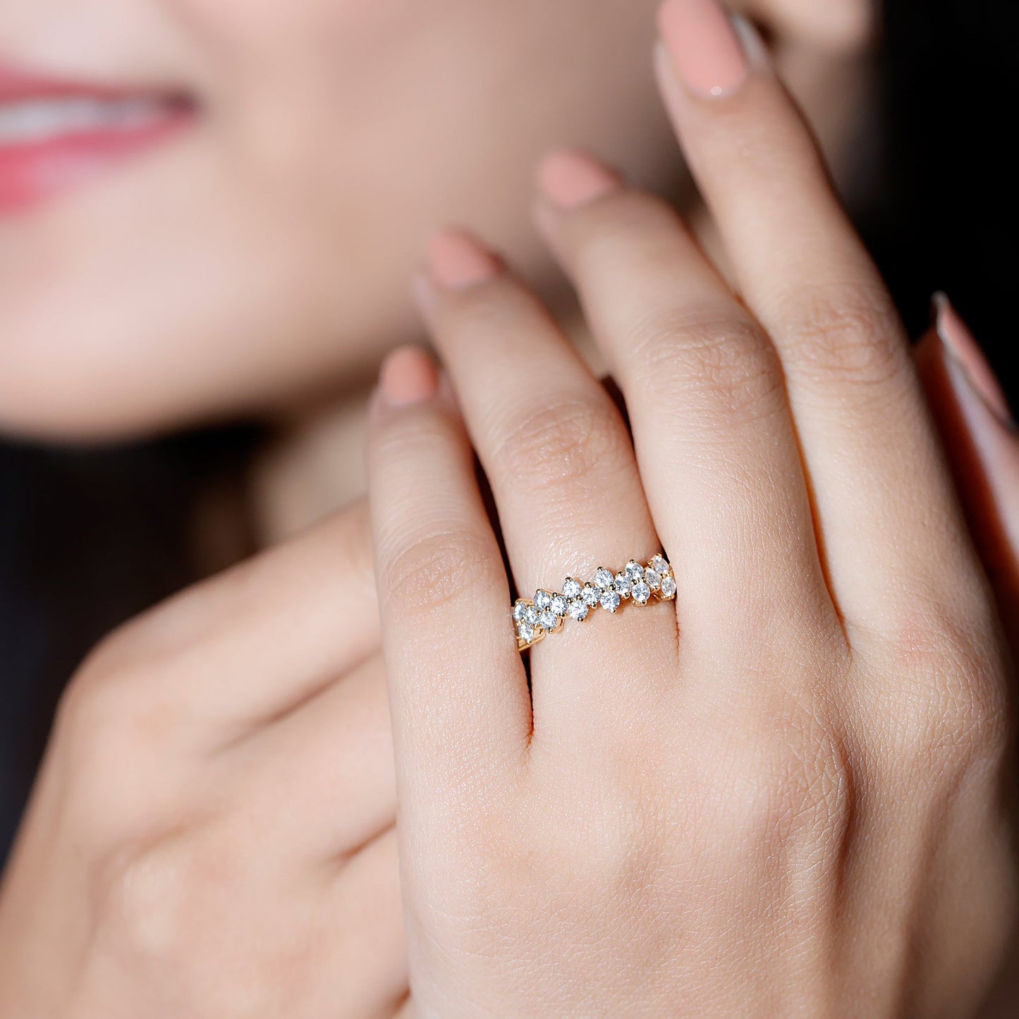 Natural Diamond Half Eternity Wedding Band with Certificate