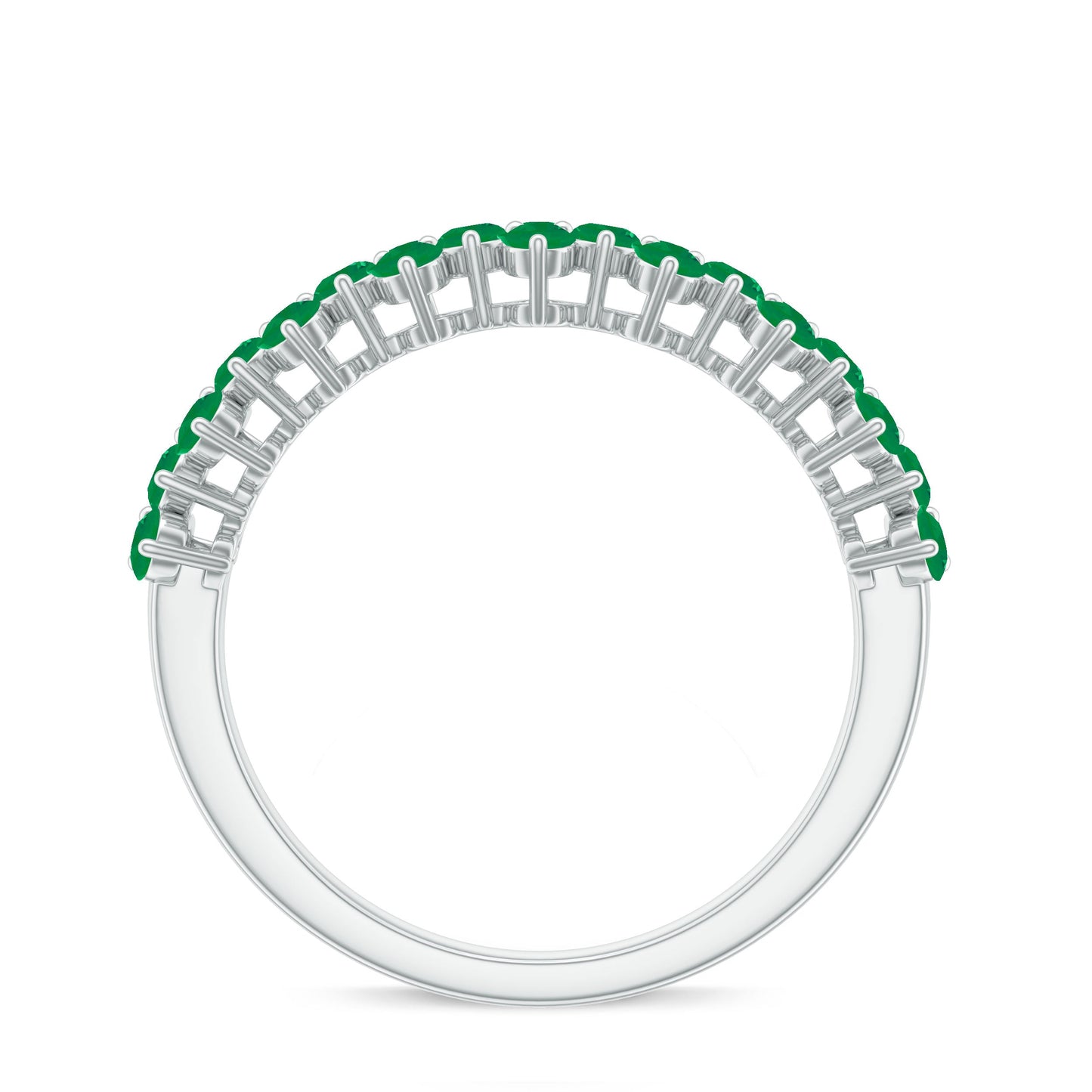 Certified Real Emerald Half Eternity Anniversary Ring